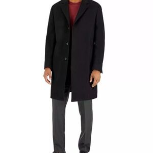Ralph Lauren Wool Blend Luther Double Breasted Long Coat Black Size 42